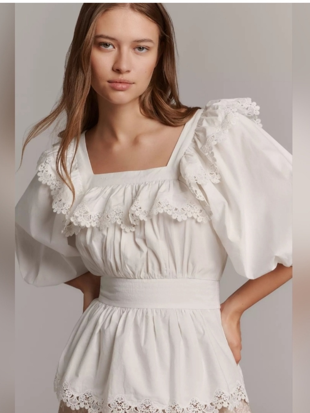 Anthropologie Maeve peplum blouse In white